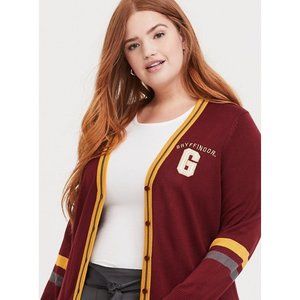 NWT Torrid HARRY POTTER GRYFFINDOR DARK RED VARSITY BOYFRIEND CARDIGAN SWEATER
